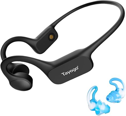 سماعات رأس Tayogo Bone Conduction للسباحة، بلوتوث 5.4، IP68 مقاومة للماء MP3 سماعات أذن مفتوحة للسباحة، ذاكرة 32 جيجابايت، شحن مغناطيسي سريع، ميكروفون مدمج، وقت تشغيل 15 ساعة، سماعات سباحة in Saudi Arabia