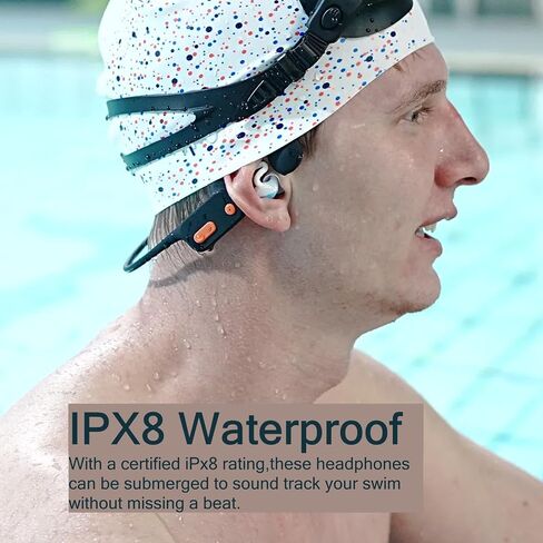 سماعات رأس Tayogo Bone Conduction للسباحة، بلوتوث 5.4، IP68 مقاومة للماء MP3 سماعات أذن مفتوحة للسباحة، ذاكرة 32 جيجابايت، شحن مغناطيسي سريع، ميكروفون مدمج، وقت تشغيل 15 ساعة، سماعات سباحة in Saudi Arabia