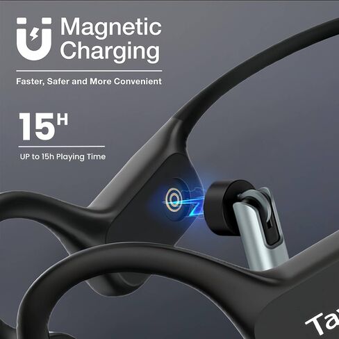سماعات رأس Tayogo Bone Conduction للسباحة، بلوتوث 5.4، IP68 مقاومة للماء MP3 سماعات أذن مفتوحة للسباحة، ذاكرة 32 جيجابايت، شحن مغناطيسي سريع، ميكروفون مدمج، وقت تشغيل 15 ساعة، سماعات سباحة in Saudi Arabia