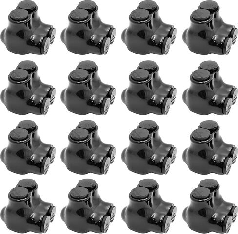 Black Insulated in-Line Splice Alumiconn Connector 2 Set Screws -2 Port Dual Entry -2-14 AWG Wire Range - Slotted or 5/32" Allen Hex - Dual-rated Aluminum to Copper Wire Connectors -CU9AL - (16 Pack) in Saudi Arabia