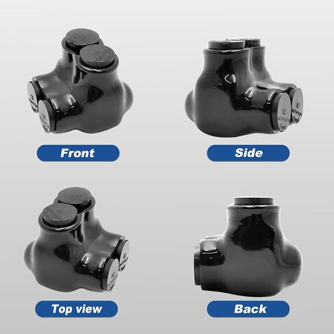 Black Insulated in-Line Splice Alumiconn Connector 2 Set Screws -2 Port Dual Entry -2-14 AWG Wire Range - Slotted or 5/32" Allen Hex - Dual-rated Aluminum to Copper Wire Connectors -CU9AL - (16 Pack) in Saudi Arabia