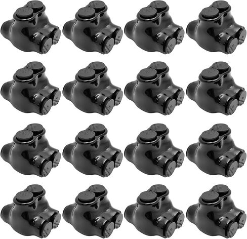 Black Insulated in-Line Splice Alumiconn Connector 2 Set Screws -2 Port Dual Entry -2-14 AWG Wire Range - Slotted or 5/32" Allen Hex - Dual-rated Aluminum to Copper Wire Connectors -CU9AL - (16 Pack) in Saudi Arabia