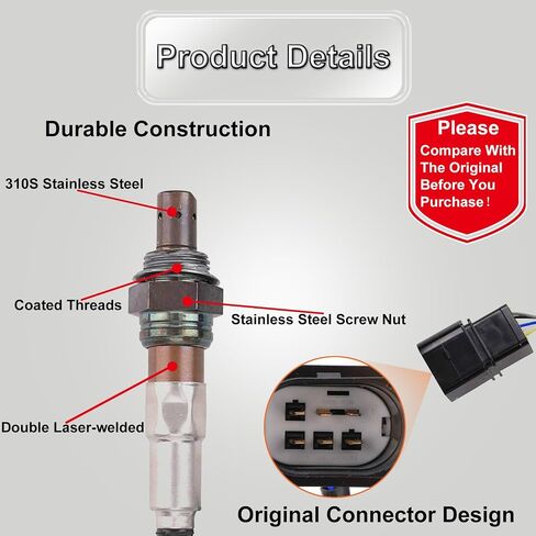 Oxygen Sensor Downstream O2 Sensor 234-4851 Fit for Hyundai Elantra 2001-2012, Accent 2000-2011, Oxygen Sensor Fit for Kia Spectra 2004-2009, for Kia Spectra5 Sportage 2005-2009 in Kuwait