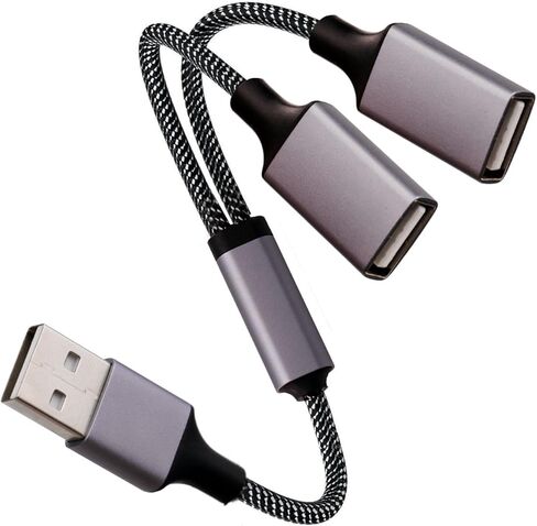 USB C Male to Dual USB Female Adapter(10 inch long), USB C to Double USB Splitter, C to Two Type A 2.0 OTG Adapter, Multiple Hub for Laptop,Tablet,Telephone,Flash Disk Drive, Gaming Consoles(Grey) in Saudi Arabia