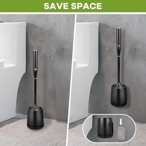 Electric Toilet Brush and Holder Set,Toilet Bowl Brush,Wireless Electric Spin Scrubber,with Silicone Brush Head Self-Cleaning Light and Ventilated Slot Base,USB Charging Cable,Wall Mount Sticker in Saudi Arabia