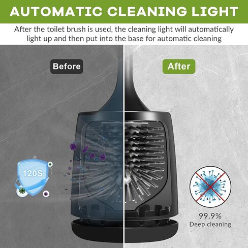 Electric Toilet Brush and Holder Set,Toilet Bowl Brush,Wireless Electric Spin Scrubber,with Silicone Brush Head Self-Cleaning Light and Ventilated Slot Base,USB Charging Cable,Wall Mount Sticker in Saudi Arabia
