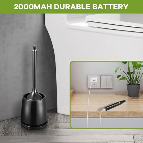 Electric Toilet Brush and Holder Set,Toilet Bowl Brush,Wireless Electric Spin Scrubber,with Silicone Brush Head Self-Cleaning Light and Ventilated Slot Base,USB Charging Cable,Wall Mount Sticker in Saudi Arabia