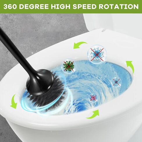 Electric Toilet Brush and Holder Set,Toilet Bowl Brush,Wireless Electric Spin Scrubber,with Silicone Brush Head Self-Cleaning Light and Ventilated Slot Base,USB Charging Cable,Wall Mount Sticker in Saudi Arabia