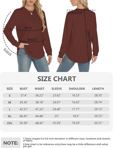 AURUZA البلوز للنساء الصوف طويلة الأكمام Crewneck البلوز المرأة السببية فضفاضة تناسب البلوز تونك ملابس الخريف in Kuwait