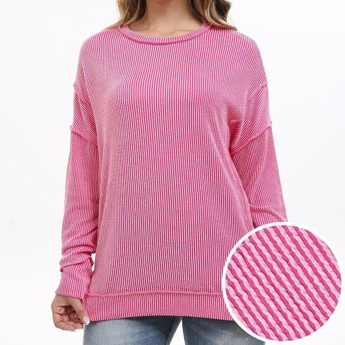 levaca Womens Long Sleeve Tops Ribbed Loose Fit Oversized Sweatshirts with Side Slit High Low Hem Fall Outfits 2024 in Kuwait