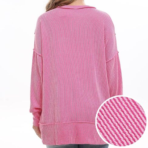 levaca Womens Long Sleeve Tops Ribbed Loose Fit Oversized Sweatshirts with Side Slit High Low Hem Fall Outfits 2024 in Kuwait