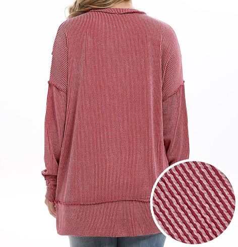 levaca Womens Long Sleeve Tops Ribbed Loose Fit Oversized Sweatshirts with Side Slit High Low Hem Fall Outfits 2024 in Kuwait