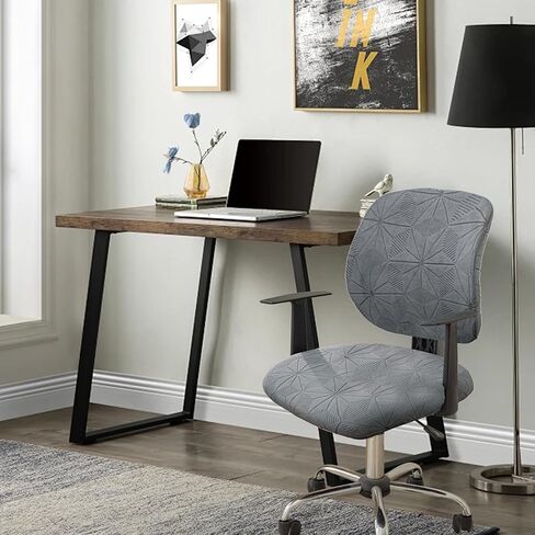 قطعتان من غطاء كرسي المكتب من قماش الجاكار السميك القابل للتمدد وأغطية كراسي الكمبيوتر وغطاء مقعد المكتب وقابل للإزالة والغسل وأغطية كرسي الألعاب الواقية لأغطية الكراسي العالمية، رمادي in Kuwait