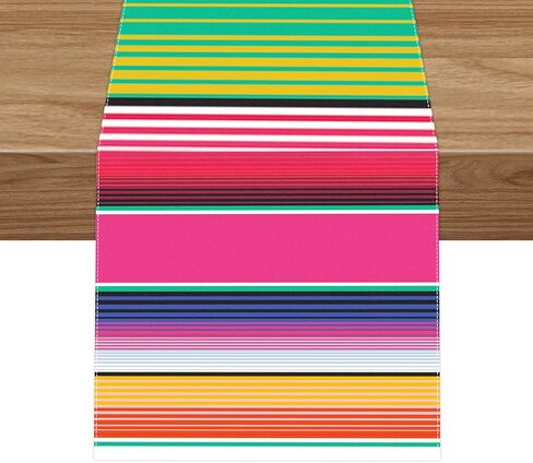 مفرش طاولة سيرابي المكسيكي مقاس 35.56 × 84 بوصة لتزيين حفلات الزفاف المكسيكية والنزهات الخارجية وطاولة الطعام، مفارش طاولة حفلات استقبال المولود الجديد in Kuwait