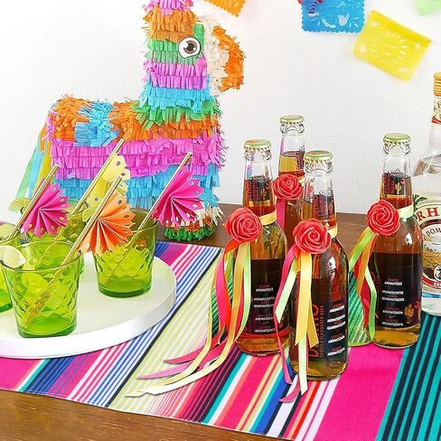 مفرش طاولة سيرابي المكسيكي مقاس 35.56 × 84 بوصة لتزيين حفلات الزفاف المكسيكية والنزهات الخارجية وطاولة الطعام، مفارش طاولة حفلات استقبال المولود الجديد in Kuwait