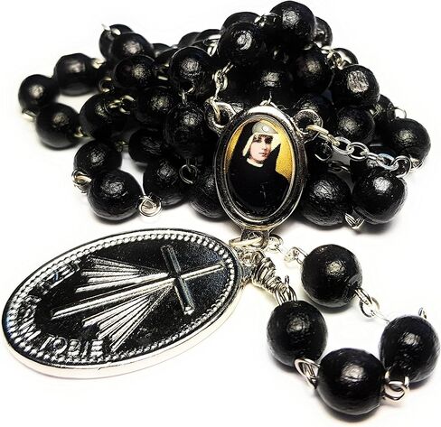 Saint Faustina Kowalska Mystic and Visionary True Relic Chaplet Apostle Divine of Mercy with Miraculous Medal Jesus I Trust in You Rosary Based Three O' Clock Prayer Poland Polish Novena (Cherry) in Saudi Arabia