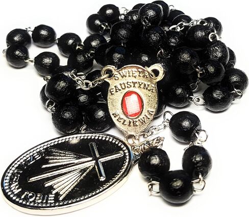 Saint Faustina Kowalska Mystic and Visionary True Relic Chaplet Apostle Divine of Mercy with Miraculous Medal Jesus I Trust in You Rosary Based Three O' Clock Prayer Poland Polish Novena (Cherry) in Saudi Arabia