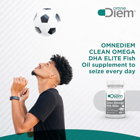 كبسولات هلامية Omne Diem Clean Omega DHA Elite - مكملات فيتامين زيت السمك أوميغا 3 فائقة التركيز مع DHA لصحة الدماغ ودعم المفاصل والأداء الرياضي - 1000 مجم - 60 كبسولة هلامية in Saudi Arabia