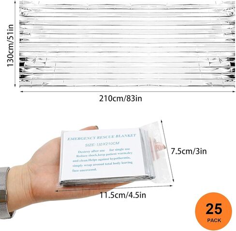 بطانيات SearQing للطوارئ مايلر الحرارية بطانية مساحة (50 حزمة) - بطانية تخييم مصممة للاستخدام في الهواء الطلق، والمشي لمسافات طويلة، والبقاء على قيد الحياة، والماراثون، والحفاظ على حرارة الجسم (اللون الفضي) in Kuwait
