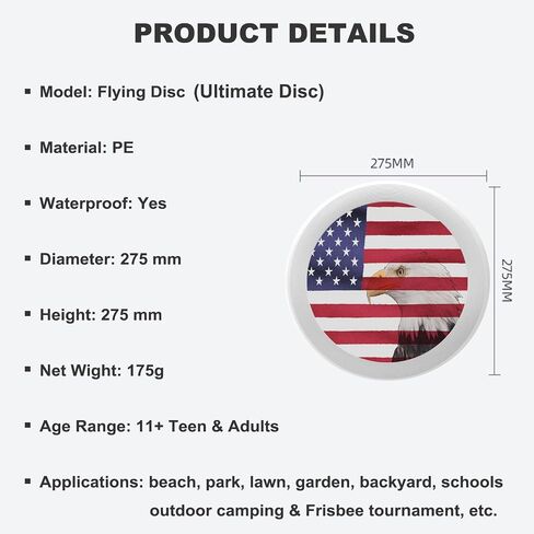 Eagle and American Flag Flying Disc Patriotic Ultimate Sport Disc 175g for Competitions, Team Game Exercise Outdoor Activity in Saudi Arabia