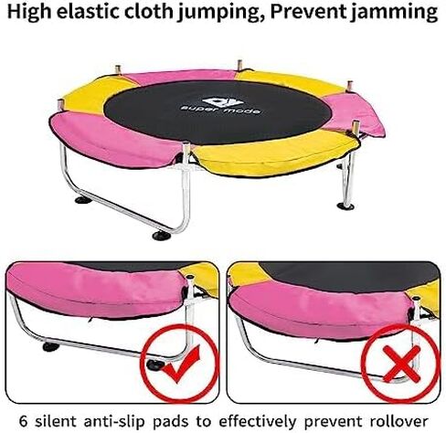 Trampoline for Kids, 5FT Adjustable Toddler Trampoline, Indoor/Outdoor Baby Trampoline with Enclosure Net, No-Gap Safe Design, Gifts for Boys & Girls (Pink) (Yellow Blue) in Saudi Arabia
