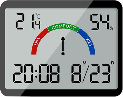 ساعة حائط رقمية بعرض كبير، مستشعر للتاريخ ودرجة الحرارة والرطوبة، مثالية للاستخدام في المنزل والمكتب، تعمل بالبطارية in Kuwait