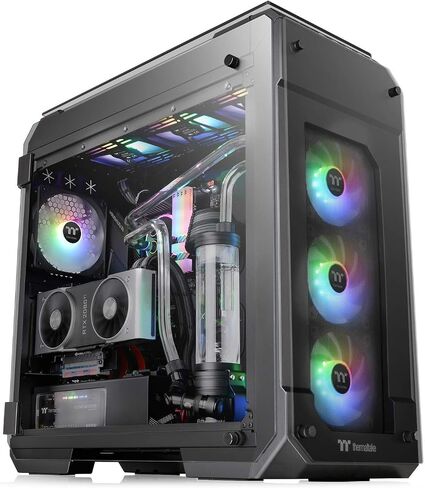 View 170 TG ARGB Black Micro-ATX Case; 3x120mm ARGB Fans included; Supports Up to 280mm Radiator; Front & Side Dual Tempered Glass Panel; CA-1Z4-00M1WN-00; 3 Year Warranty in Saudi Arabia