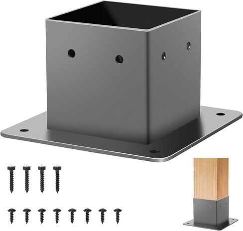 4x4 Post Base, 4Pcs Post Brackets (Inner Size 3.5"x3.5"), Black Powder-Coated Heavy Duty Steel Fence Post Anchor for Deck Porch Railing Pergola Support in Saudi Arabia