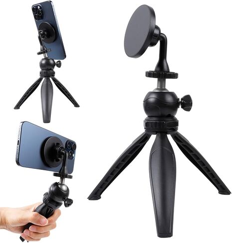 Tripod for iPhone, Flexible Phone Tripod Stand with Wireless Remote Compatible with Magsafe, Mini Magnetic Tripod Mount for iPhone 15 Plus Pro Max 14 13 12 Series in Saudi Arabia