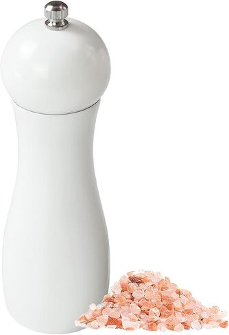 Manual Wooden Salt and Pepper Mills Shakers, 6.5 inch Salt and Pepper Grinders Set,Ceramic Rotor with Strong Adjustable Coarseness-White in Saudi Arabia