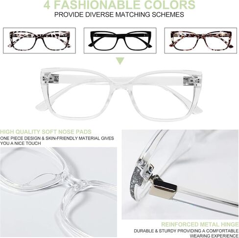 Oversized Reading Glasses 1.5 Designer Readers for Women Retro Cat Eye Large Clear Frame 1.0 1.25 1.5 1.75 2.0 2.25 2.5 2.75 3.0 3.5 4.0 5.0 6.0 Bling Reading Glasses Transparent in Kuwait