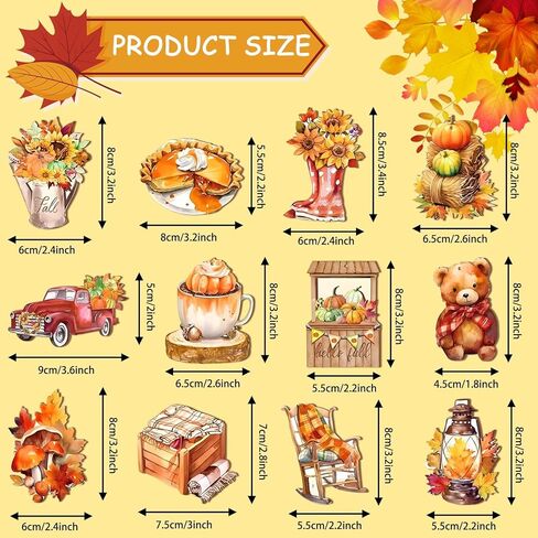 Junebrushs 36 حزمة الخريف الشكر الحلي الخشبية للمنزل، الطباعة على الوجهين يترك الزينة اليقطين لشرفة رف الشجرة معلقة مع الحبال حفرة ما قبل الحفر لديكور حفلة حصاد الخريف in Kuwait