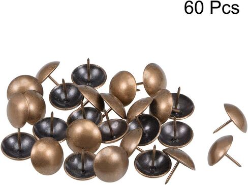 uxcell Upholstery Nails Tacks 12mm Head Dia Retro Round Thumb Push Pins Copper Tone for Furniture Sofa Headboards, 60 Pcs in Saudi Arabia