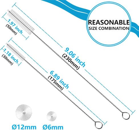 [5 Pieces] 2-Size Cleaning Brush Set - Long Straw Brush, Suitable for Cleaning Straws, Pipes, Small Bottles, Straw Cups, and Difficult to Clean Corners and Crevices in Saudi Arabia