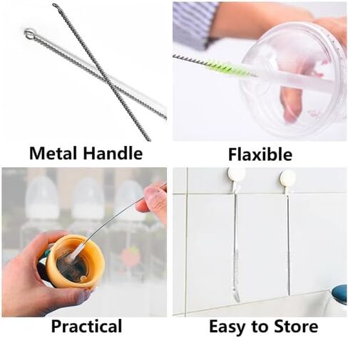 [5 Pieces] 2-Size Cleaning Brush Set - Long Straw Brush, Suitable for Cleaning Straws, Pipes, Small Bottles, Straw Cups, and Difficult to Clean Corners and Crevices in Saudi Arabia