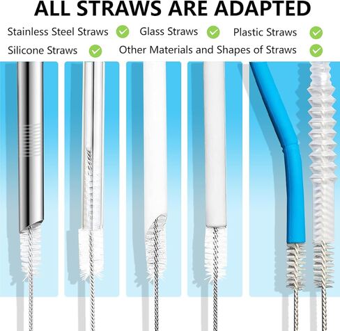 [5 Pieces] 2-Size Cleaning Brush Set - Long Straw Brush, Suitable for Cleaning Straws, Pipes, Small Bottles, Straw Cups, and Difficult to Clean Corners and Crevices in Saudi Arabia