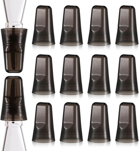 Chengu 12 Pieces Pour Spout Covers Translucent Liquor Pourer Covers Universal Bottle Pour Dispenser Liquor Bottle Covers Liquor Bottle Covers Bottle Cover Dust for Home Kitchen (Black) in Saudi Arabia