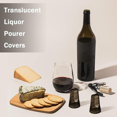Chengu 12 Pieces Pour Spout Covers Translucent Liquor Pourer Covers Universal Bottle Pour Dispenser Liquor Bottle Covers Liquor Bottle Covers Bottle Cover Dust for Home Kitchen (Black) in Saudi Arabia