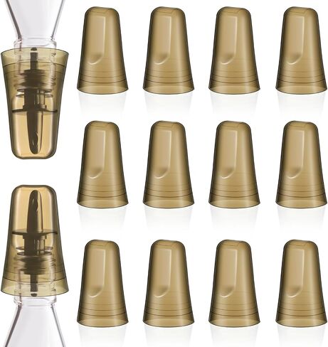 Chengu 12 Pieces Pour Spout Covers Translucent Liquor Pourer Covers Universal Bottle Pour Dispenser Liquor Bottle Covers Liquor Bottle Covers Bottle Cover Dust for Home Kitchen (Black) in Saudi Arabia