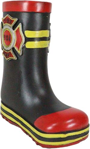 Ebros Gift Patriotic American Hero Fire Fighters Fireman Red Black and Yellow Boot Hand Painted Resin Decorative Flower Bouquet Vase Or Planter Figurine Fire Department 911 Home Decor Accent in Saudi Arabia