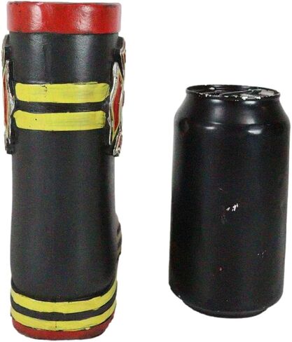 Ebros Gift Patriotic American Hero Fire Fighters Fireman Red Black and Yellow Boot Hand Painted Resin Decorative Flower Bouquet Vase Or Planter Figurine Fire Department 911 Home Decor Accent in Saudi Arabia