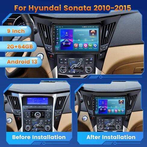 8 Core 4G+64G Inefala Android 13 Car Radio for Hyundai Sonata 2010-2014 with Wireless Carplay&Android Auto, 9 Inch Touchscreen Stereo Upgrade with GPS WiFi 32EQ DSP 59UI MIC AHD Backup Camera in Saudi Arabia