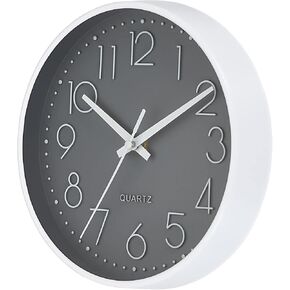 PATIKIL 8 Inch Round Wall Clock, Battery Operated Silent Non-Ticking Wall Clocks for Office Bedroom Kitchen Decor, Gray