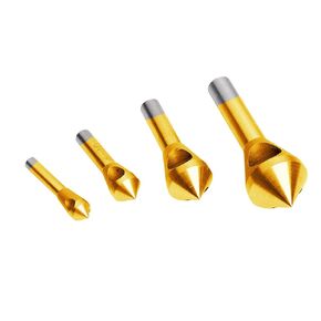 4Pc Titanium Coated HSS Countersinks and Deburring Tools Wood Chamfer Drill Set
