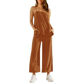 Imily Bela Womens 2 Piece Outfits Linen Set Camisole Tops and Wide Leg Pants Vacation Matching Loungewear