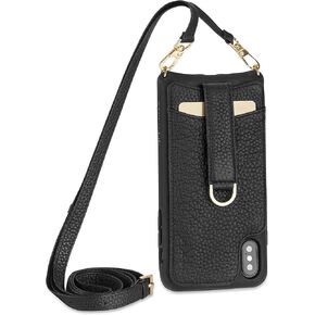 Vaultskin Victoria Crossbody iPhone Leather Wallet Case, Fashionable Bumper for Cards and Cash - Holds up to 8 Cards