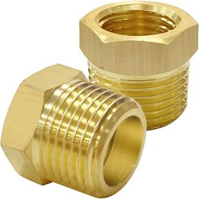 gotonovo Brass Pipe Fitting 1/4 Inch Female Pipe 1/2 Inch Male Reducer Adapter Air Hose Adapter Metal Pipe Adapter 2 Pack