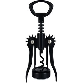 True Soar Winged Corkscrew Wine Opener Manual, Heavy Duty Stainless Steel Cork Openers in Matte Finish, Home Bar Accessories Bar Tools, Set of 1 Black