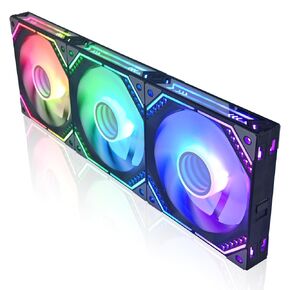 DS White Wireless Case Fans, 120MM LED Fans for PC Case, Computer CPU Cooler, Liquid Cooled Radiators system, Compatible with ASUS AURA, MSI Mystic Light (3Pack RGB Fans, G Series)