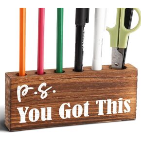 Desk Pen Pencil Holder, Cute Desk Accessory for Women Office, Wooden Desktop Utensil Storage Organizer Gift, Funny Pen Holder for Boss Coworker Friend (Document It or It Didn't Happen)